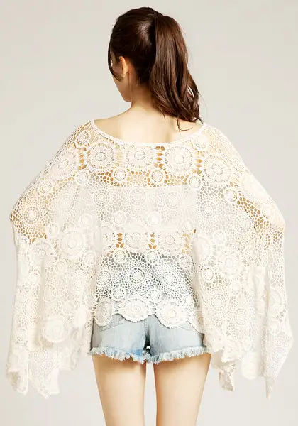 Oversize Batwing Crochet Top by LookBookStore