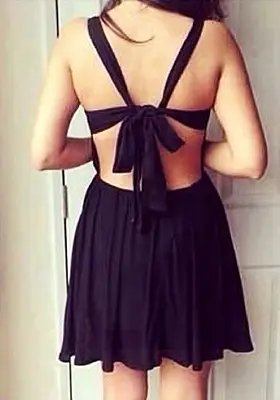 Crisscross Cutout Dress - Black