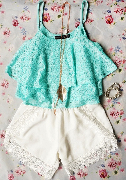 Double Layers Crop Top - Mint