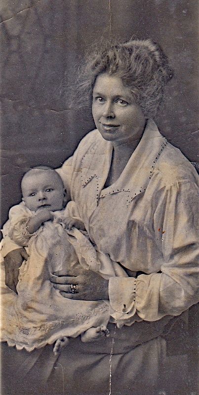 Elsie Polglase and a baby Garth
