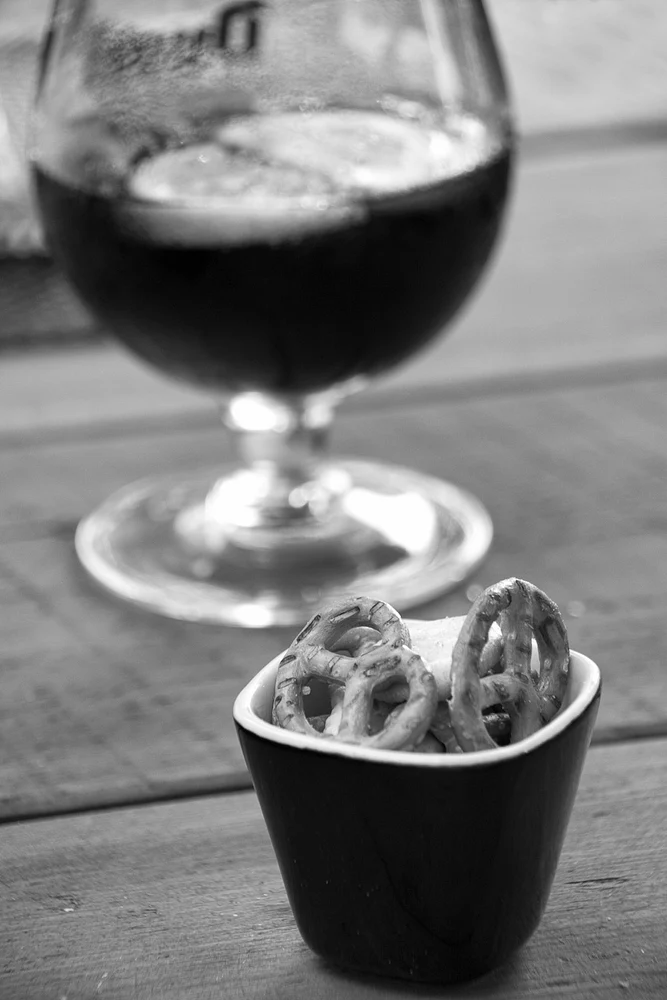 Black and White Snack with Drink