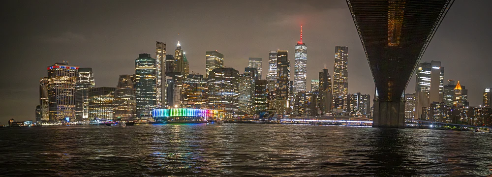 Stunning Night View of New York City's Skyline from the Brooklyn Bridge
