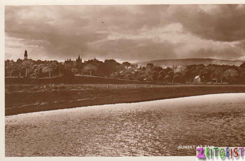 Sunset at Tain, vintage Scotland postcard
