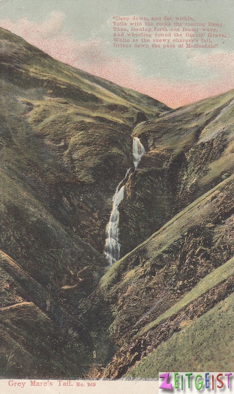 Grey Mare's Tail Waterfall - vintage Scotland postcard