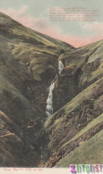 Grey Mare's Tail Waterfall - vintage Scotland postcard...