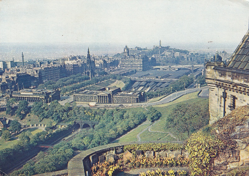 Edinburgh from the Castle, franked  - vintage Scotland postcard
