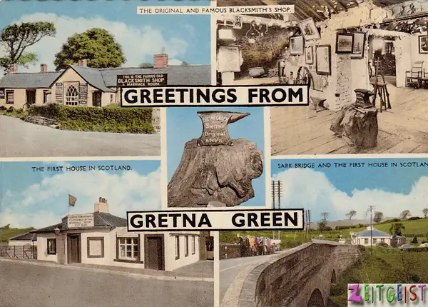 Gretna Green multiview - vintage scotland postcard by...