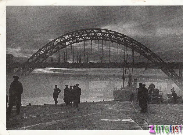 Tyneside 1936 ship and bridge by Stuart Alexander...