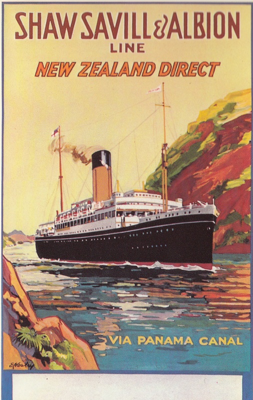 Shaw, Savill & Albion Line, New Zealand shipping vintage repro postcard