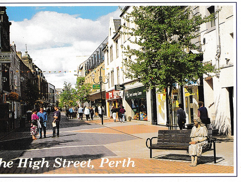 The High Street Perth with bronze lady