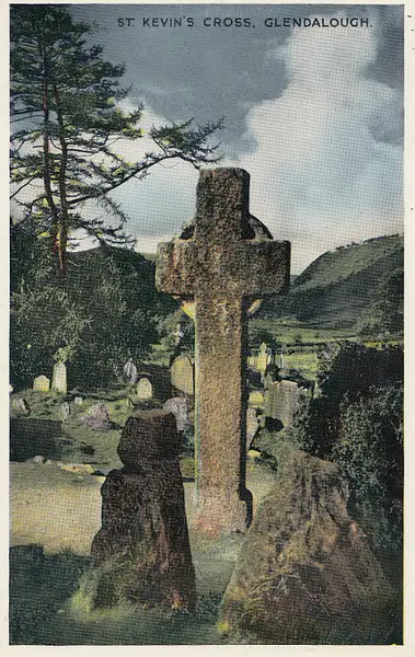 St Kevin's Cross, Glendalough, Co Wicklow, Eire by...