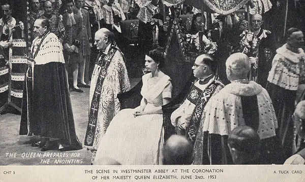 The Queen prepares for her anointing, Westminster Abbey...