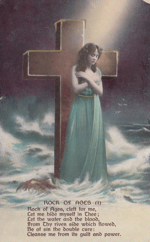 Rock of Ages vintage Christian / religious postcard