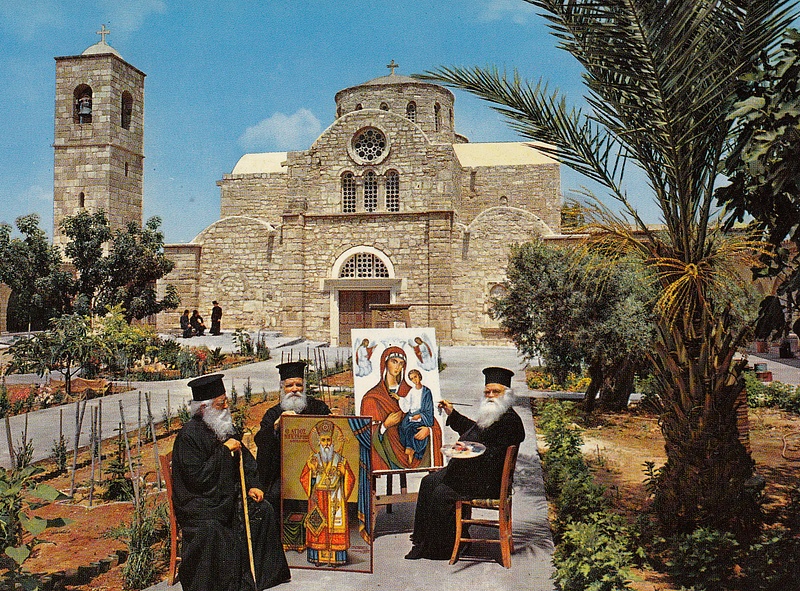 St Barnabas Monastery with Eastern Orthodox priests, Cyprus