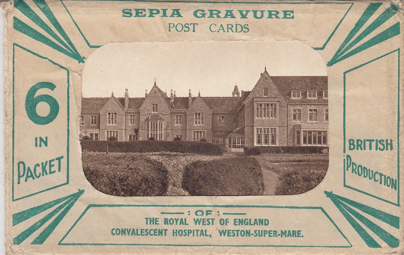 Royal Convalescent Hospital, Weston-Super-Mare Sepia Gravure postcards (6) in envelope