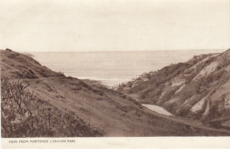 Twitchen & Mortehoe Caravan Park, Devon - vintage sepia gravure lettercard
