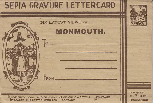 Monmouth, Wales - six (6) view vintage lettercard by...
