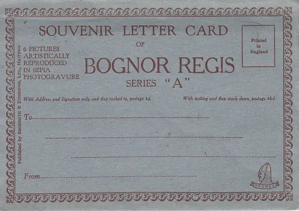 Bognor Regis, Sussex - six (6) view vintage lettercard...