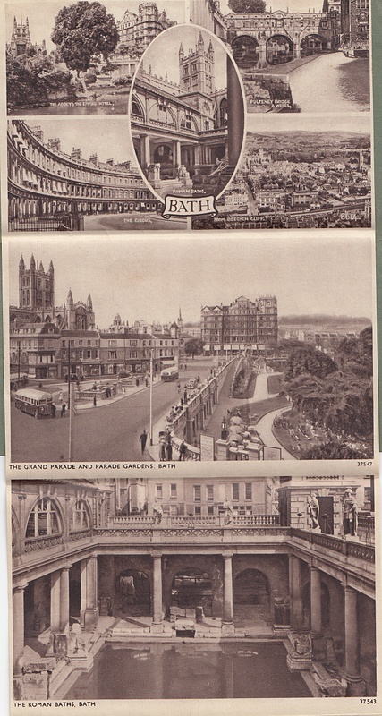Bath, Somerset - six (6) view sepia photogravure vintage lettercard