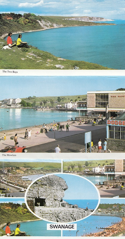 Swanage, Dorset 5 (five) view & map vintage colour lettercard