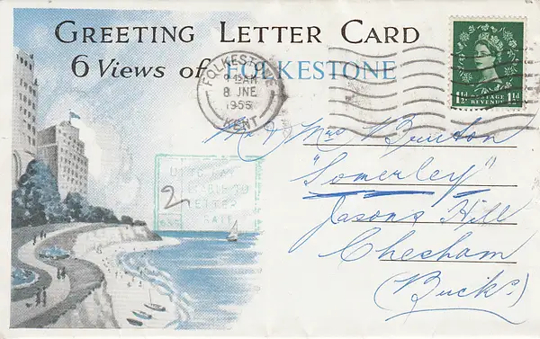 Folkestone, Kent six (6) view vintage lettercard by...