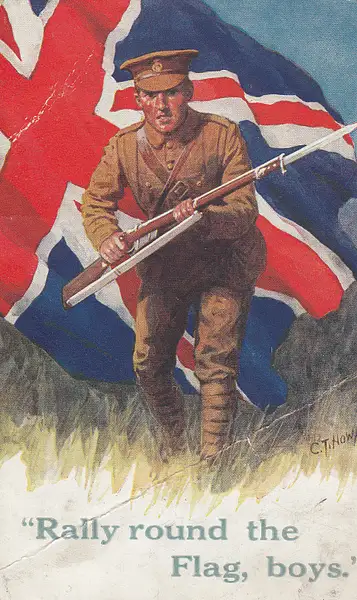 Rally round the Flag, boys, WWI postcard sent 1915 by...