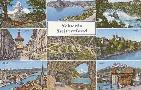 Vintage Schweis, Switzerland multiview - Bern, Basel,...