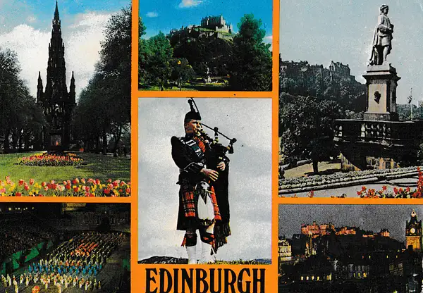 Edinburgh multiview vintage Scotland postcard by Stuart...