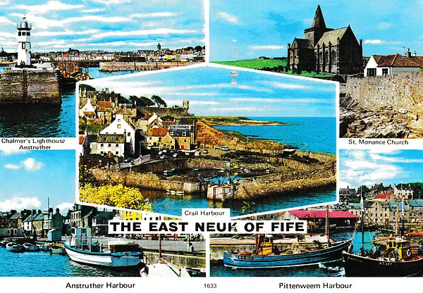 East Neuk of Fife multiview- vintage Scotland postcard...