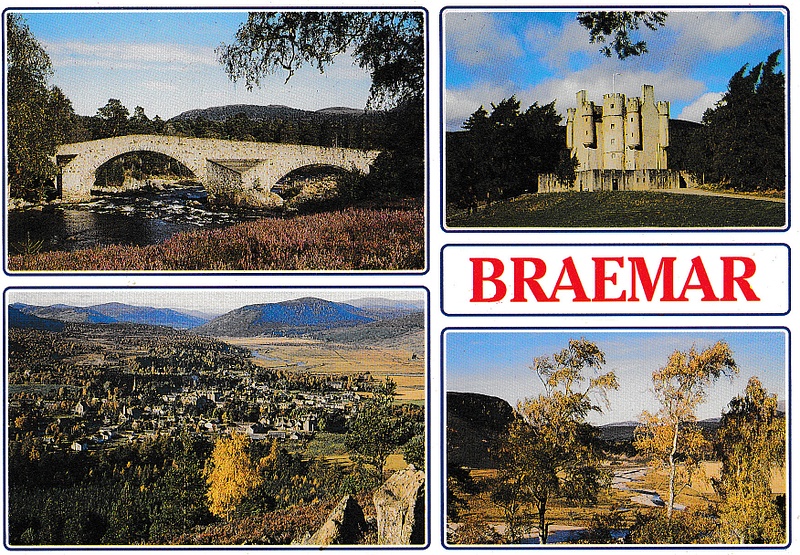 Braemar, Dee Valley multiview - vintage Scotland postcard