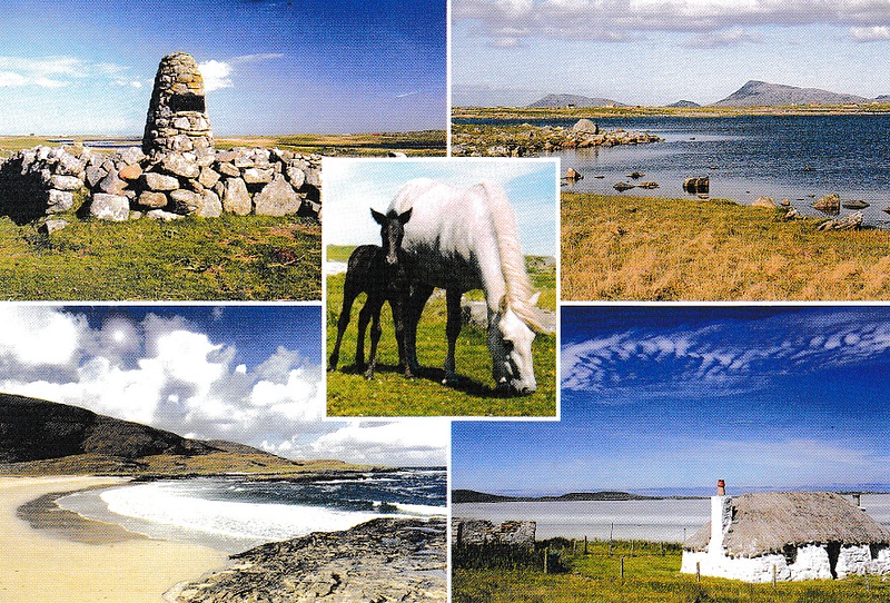 South Hebrides (Uist, Eriskay +) multiview - vintage Scotland postcard