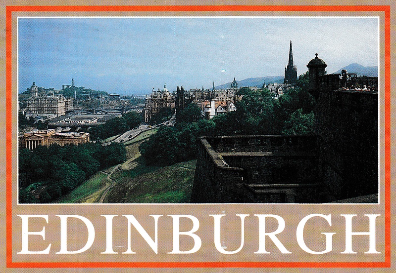 View of Edinburgh from Edinburgh Castle - vintage Scotland postcard