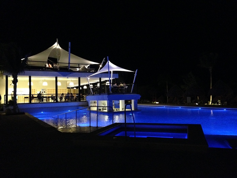 Main pool at night AO side