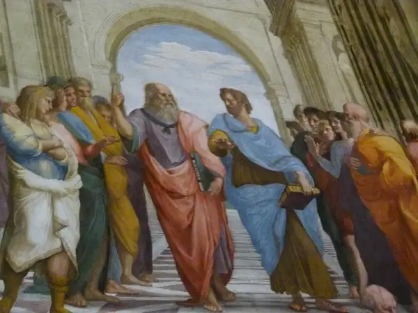 19. Aristotle and Plato in School of Athens, Raphael...