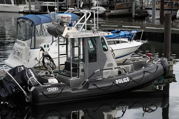 police boat in gig harbor by zippythechipmunk