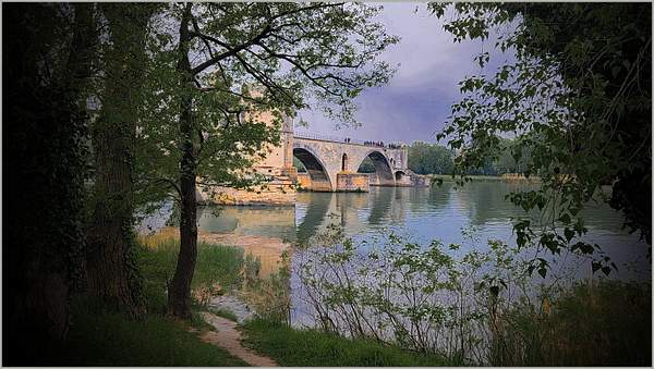 Le pont d'Avignon at dusk by Daniel Guimberteau