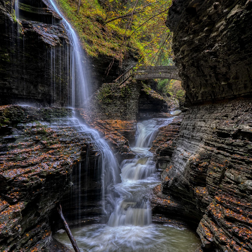 Enchanting Waterfall Flowing Through a Hidden Gorge