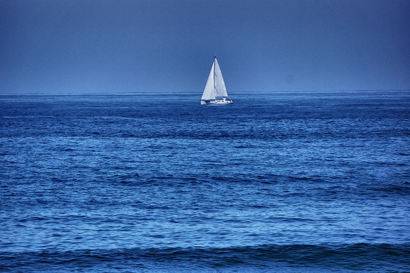 Lone sailboat Biarritz