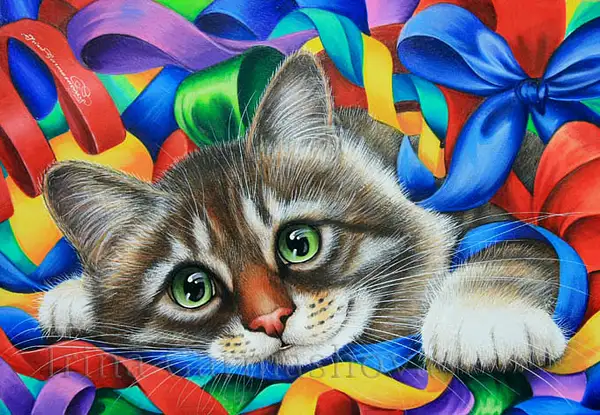 Tabby Colourful Ribbons by IrinaCawton