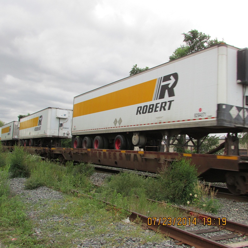 Trailers on eXpressway train. July 2014.