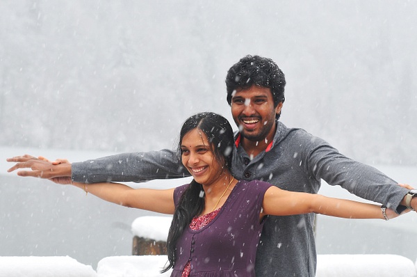 Indian couple in snow