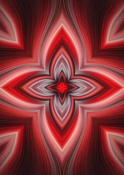 No.8-Red-Four-Point-Star-floral-pattern - Fine Art 