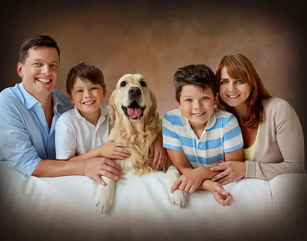 Family and Dog on White Couch by LuminousLight
