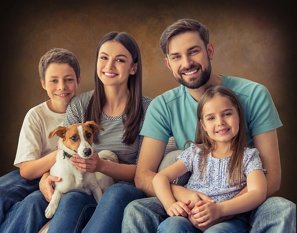 Family and Dog on Brown - LuminousLight 