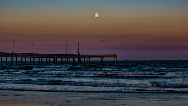 Moonrise at Port Aransas pier - Landscapes - Blackburn Images Photography 