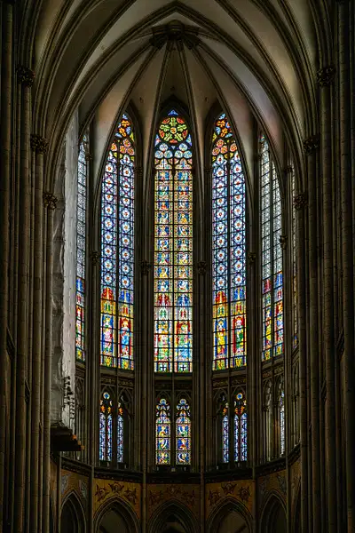 Stain glass window Cologne Cathedral by BlackburnImages