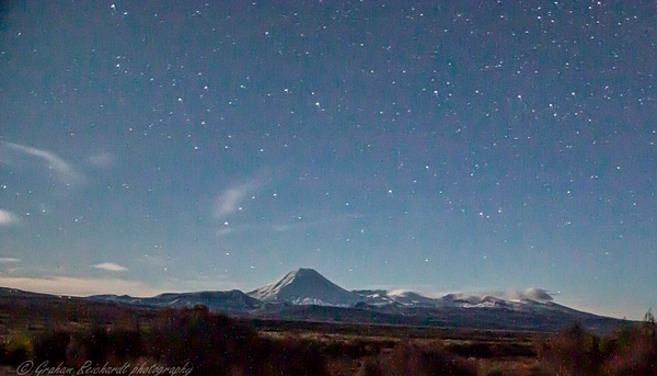 Mt Ngauruhoe from Desert Rd with night sky - Night Sky - Graham Reichardt Photography  