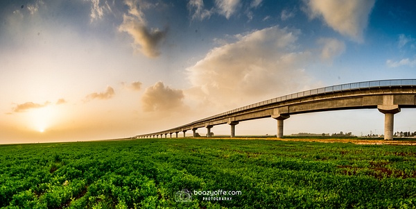 Train Bridge Afula sunset - Industrial photography 