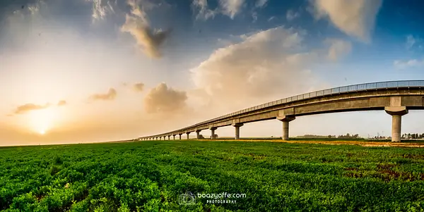 Train Bridge Afula sunset by Boaz Yoffe
