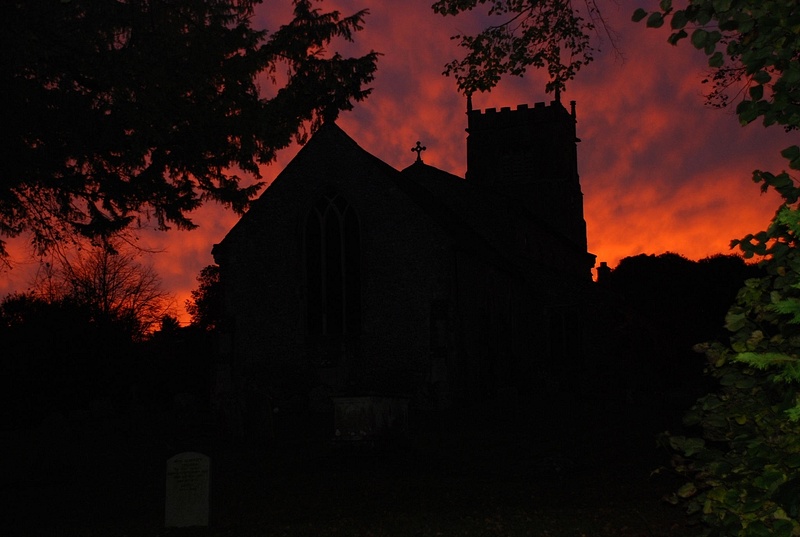 Sunset over Collingbourne Kingston Church